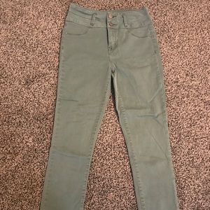 Olive Green High waisted Jean capris